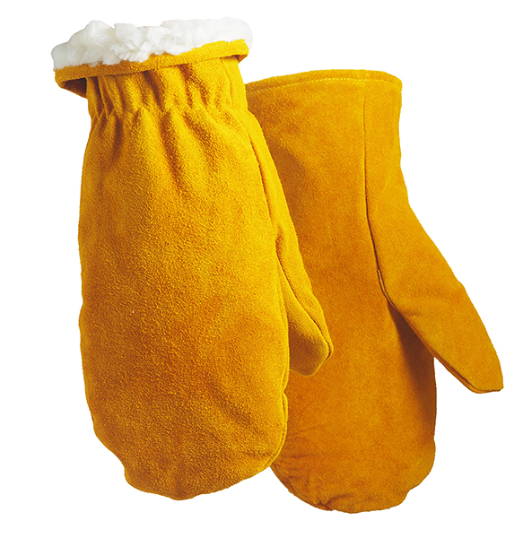 Sherpa Lined Cow Split Chopper Mitts - Tan